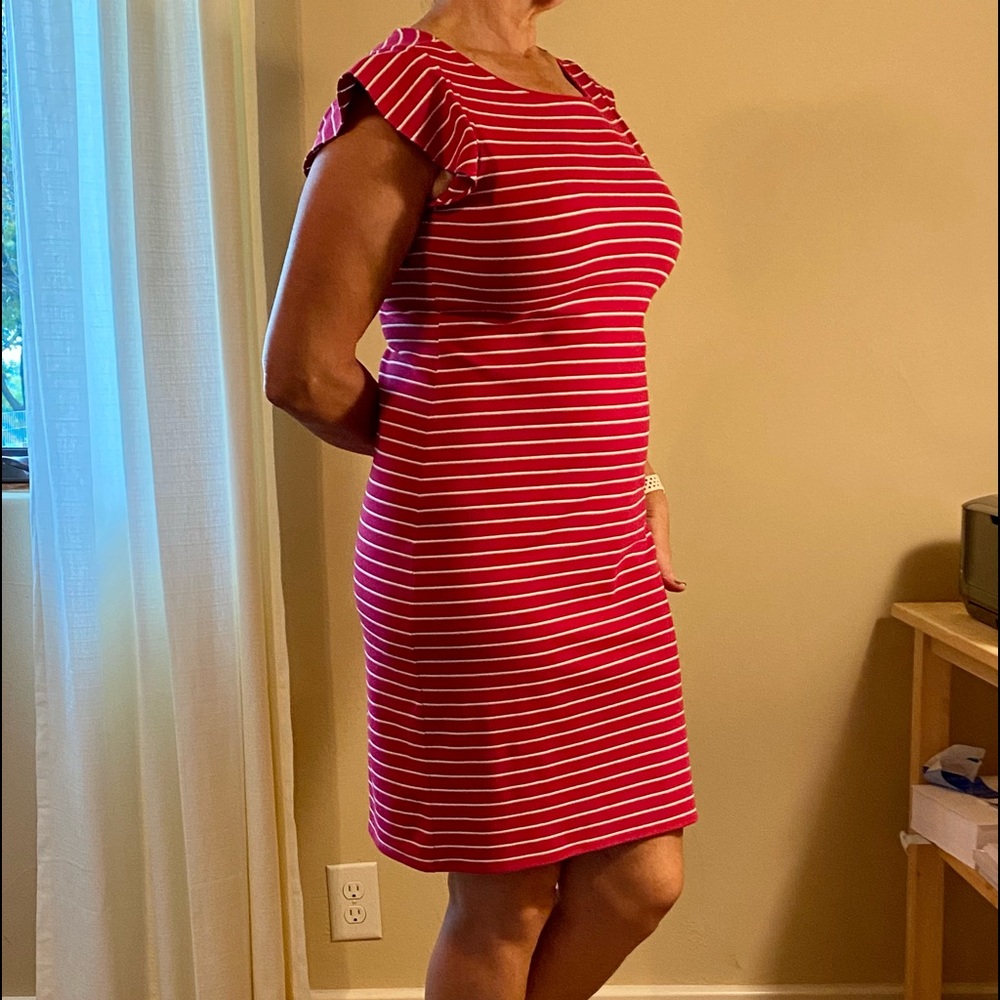 Red and white striped cotton dress